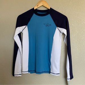 Cat & Jack Blue Shark Print Rashguard Boys Size Large Long Sleeve NWT